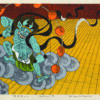 Nana Shiomi, Here comes the Thunder God, Contemporary woodcut print