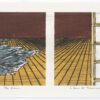 Nana Shiomi new woodcut print of wave and Japanese screen