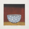 woodcut of tea bowl with hexagon pattern by Nana Shiomi