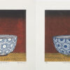 pair of woodcuts by nana shiomi: heaxgon tea bowls