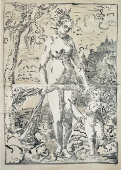 Monotype of Cupid and Venus after Cranach. Contemporary Print by Natasha Michaels