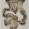 limited edition fine art print of crumpled tights in umbre on a grey paper by Helen Barff