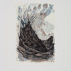 limited edition reduction engraving of a wave with landscape plan in Black, Brown and Blue ink