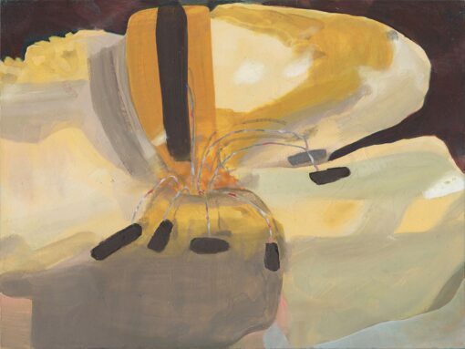 Painting by Katherine Jones RA of flower in ochre and earth tones