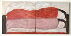 Molly Martin, Red Bed, 2023, Diptych, Oil on Panel, 30 x 60 x 3cm