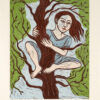 limited edition contemporary woodcut by Eileen Cooper of a woman in a tree - 'Butterfly'