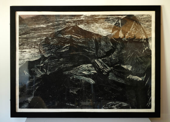 'Oddicombe' a woodcut print by Emma Stibbon RA