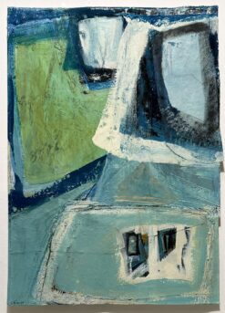abstract painting on paper by Lucy Farley RAC. Inspired by sculptor Barbara Hepworth's Garden in St Ives
