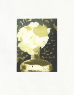 Katherine Jones RA Violets after Stuart Park Year 2025 Collagraph and Block Print of violets in a vase, contemporary print