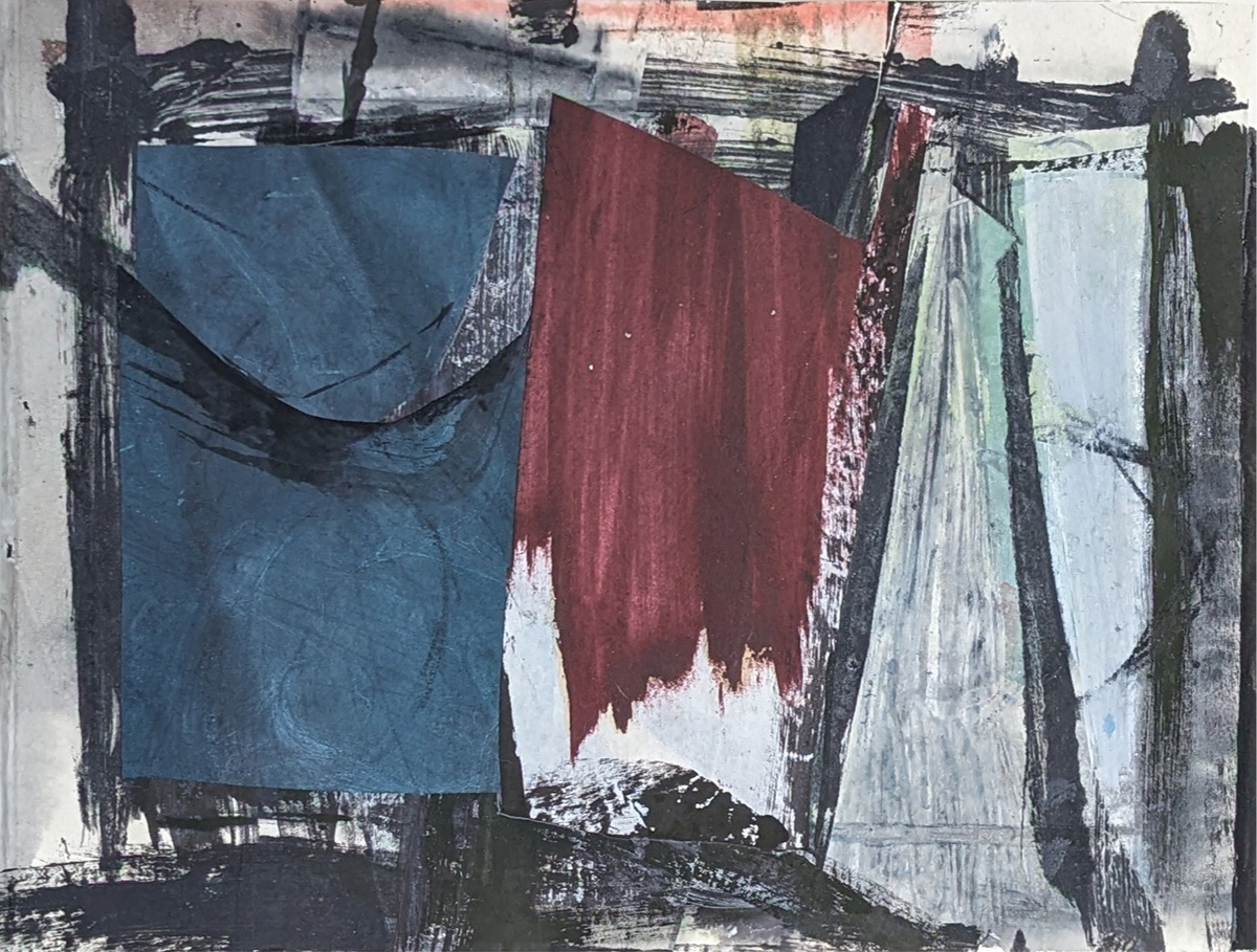 Mixed media artwork 'Red Before Dark' from the Ten Rooms series by Lucy Farley