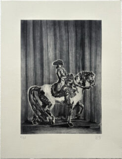 Natasha Michaels ' The Production' Limited edition fine are printed in black of man on horse (historical)