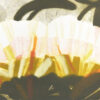 Recent edition by Katherine Jones RA, a limited edition collagraph print of a daisy in warm yellows and oranges