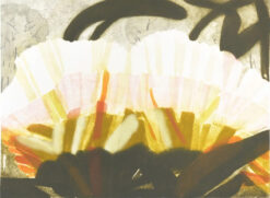 Recent edition by Katherine Jones RA, a limited edition collagraph print of a daisy in warm yellows and oranges